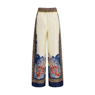 Multicolor Silk Casual Pants