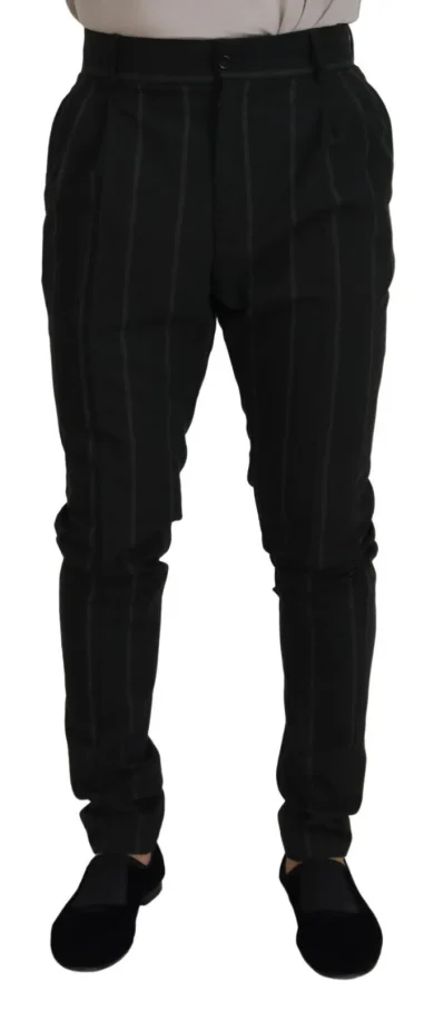 Black Striped Men Trousers Cotton Pants