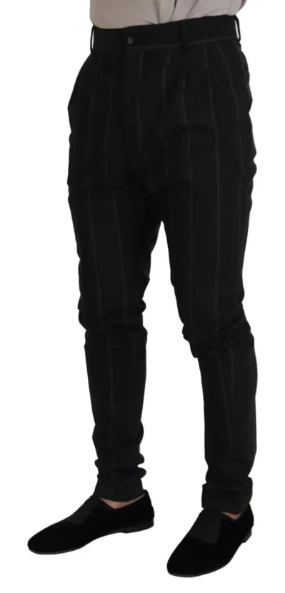 Black Striped Men Trousers Cotton Pants
