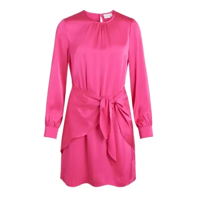 Pink Polyester Short Dress