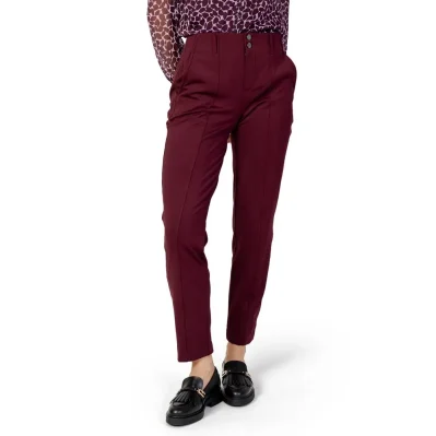 Bordeaux Polyester Casual Pants