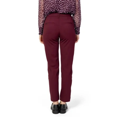 Bordeaux Polyester Casual Pants