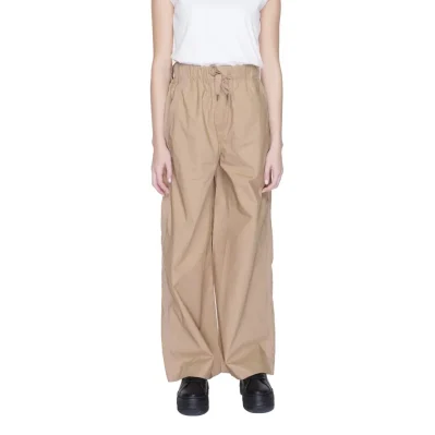 Beige Cotton Casual Pants