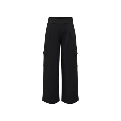 Black Polyester Casual Pants