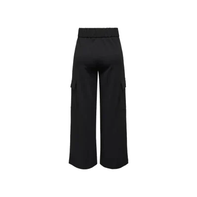 Black Polyester Casual Pants