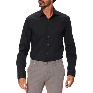 Black Cotton Dress Shirt