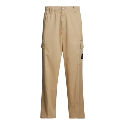 Beige Cotton Cargo Pants