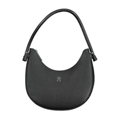 Black Polyurethane Women Handbag