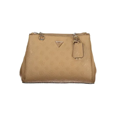 Beige Polyethylene Women Handbag