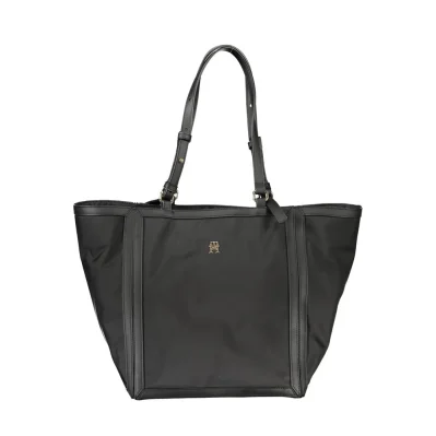 Black Polyester Women Handbag