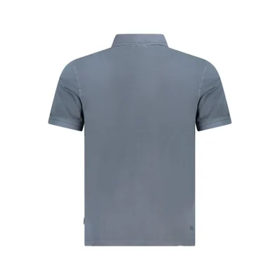 Blue Cotton Men Polo Shirt