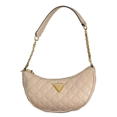 Beige Polyurethane Women Shoulder Bag