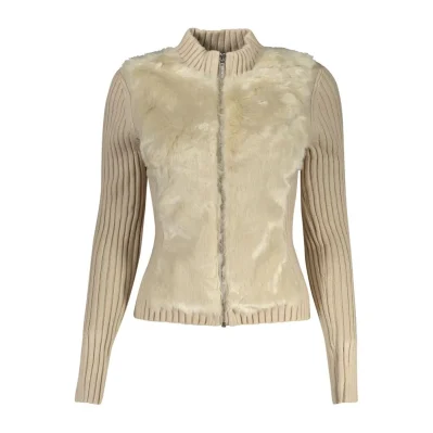 Beige Viscose Women Cardigan