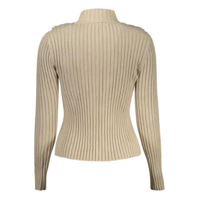 Beige Viscose Women Cardigan