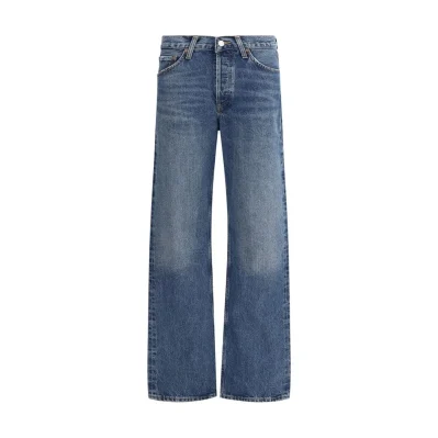 Blue Cotton Straight-Leg Jeans