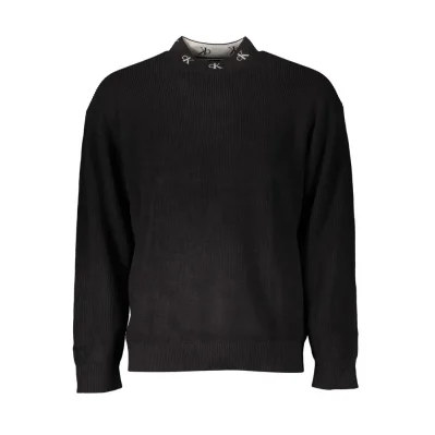 Black Cotton Men Sweater