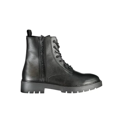 Black Polyester Men Boot