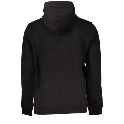 Black Cotton Men Sweater with Hood