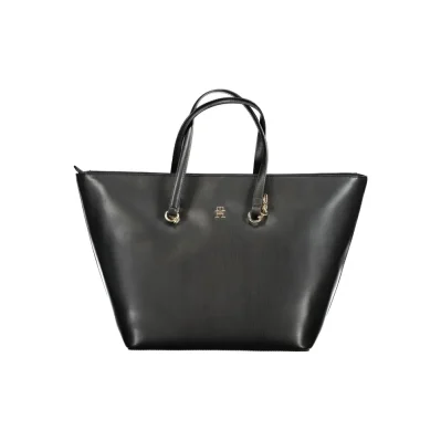 Black Polyurethane Women Handbag