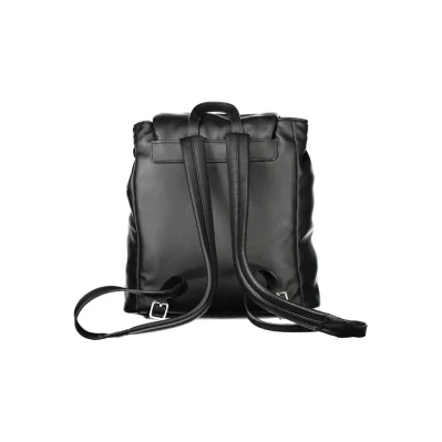 Black Polyester Women Backpack