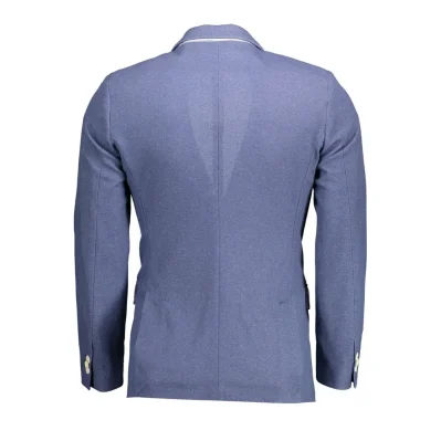 Blue Cotton Men Jacket
