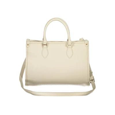 Beige Polyurethane Women Handbag