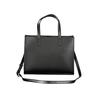 Black Polyurethane Women Handbag