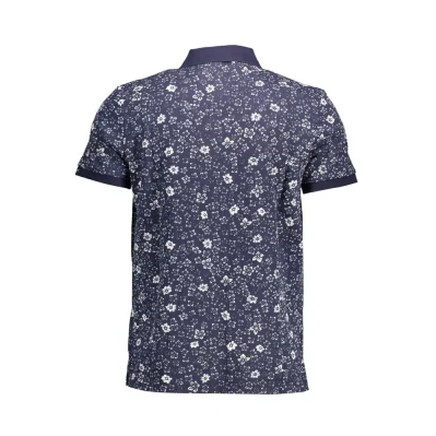 Blue Cotton Men Polo Shirt