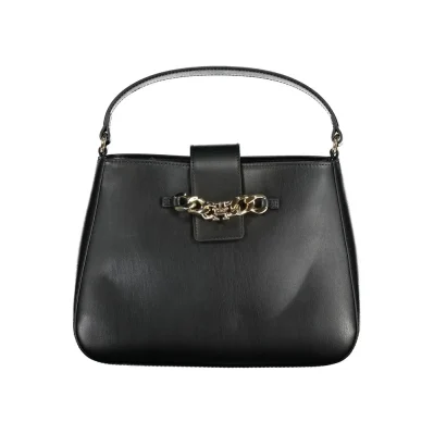 Black Polyurethane Women Handbag