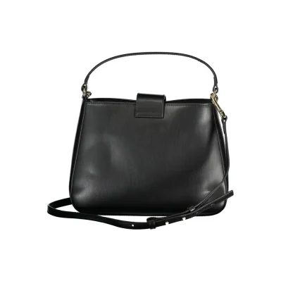 Black Polyurethane Women Handbag