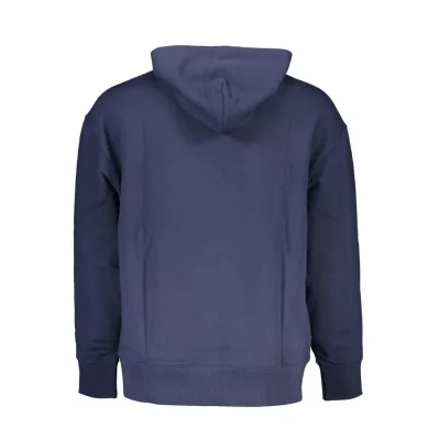 Blue Cotton Men Sweater with Hood