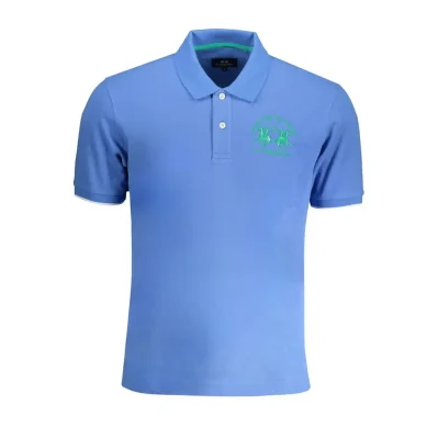 Light Blue Cotton Men Polo Shirt