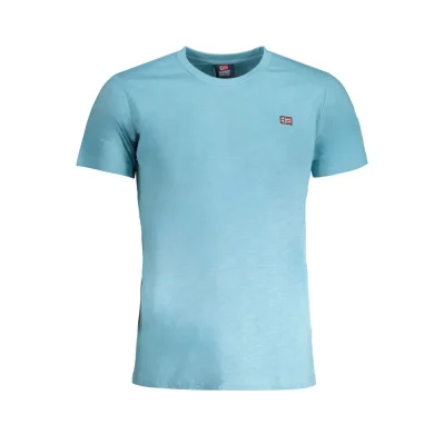 Light Blue Cotton Men T-Shirt