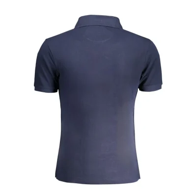 Blue Cotton Men Polo Shirt