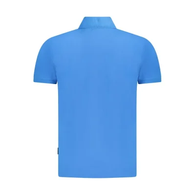 Blue Cotton Men Polo Shirt