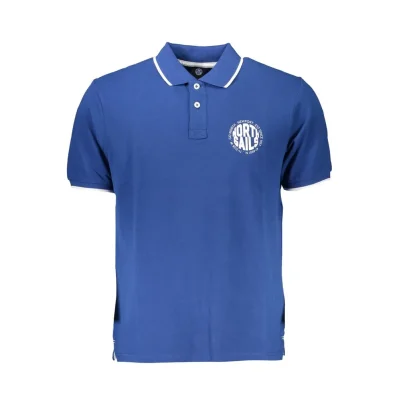 Blue Cotton Men Polo