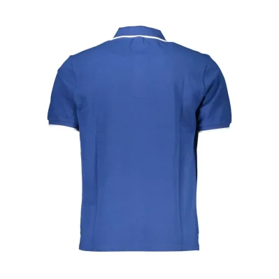 Blue Cotton Men Polo