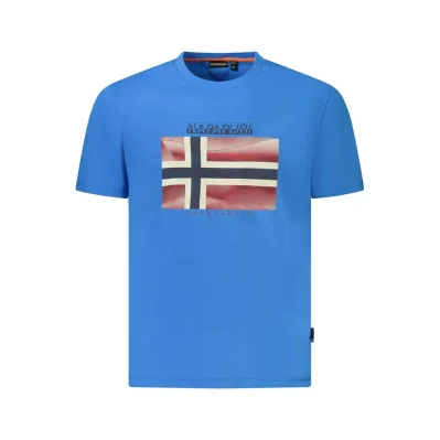 Blue Cotton Men T-Shirt