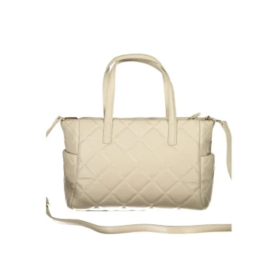 Beige Polyurethane Women Handbag