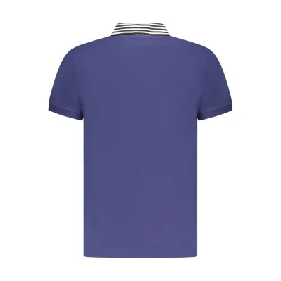Blue Cotton Men Polo Shirt