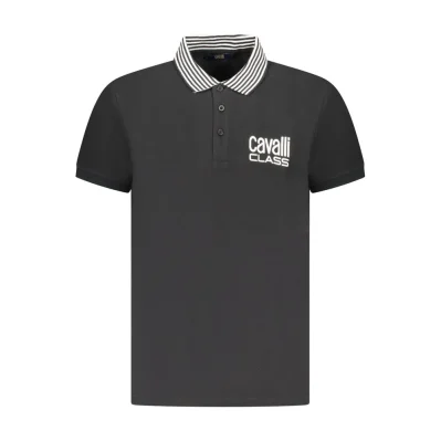 Black Cotton Men Polo Shirt