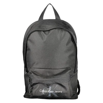Black Polyester Men Backpack