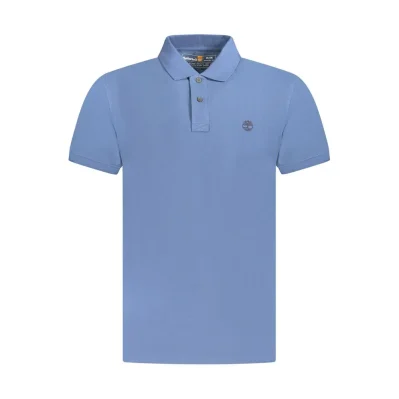 Blue Cotton Men Polo Shirt