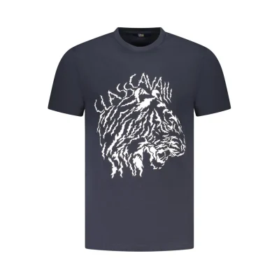 Blue Cotton Men T-Shirt
