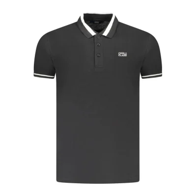 Black Cotton Men Polo Shirt