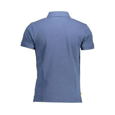 Blue Cotton Men Polo Shirt