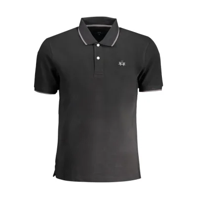 Black Cotton Men Polo Shirt