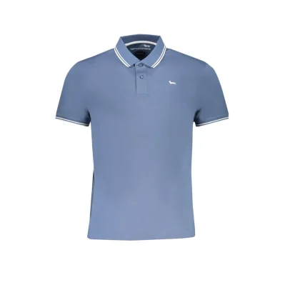 Blue Cotton Men Polo Shirt