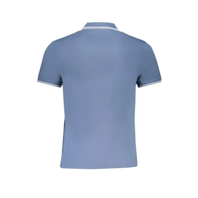 Blue Cotton Men Polo Shirt