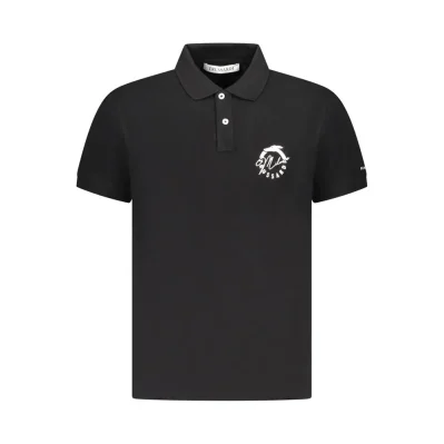 Black Cotton Men Polo Shirt